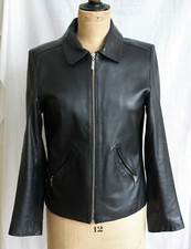 Vintage 90's Real Leather Black Biker Jacket Nuage At Debenhams. Limited. Uk8