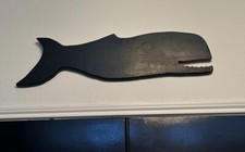 Whale Art, Hand Carved Large Weathered Wooden Folk Art Whale 37 Black