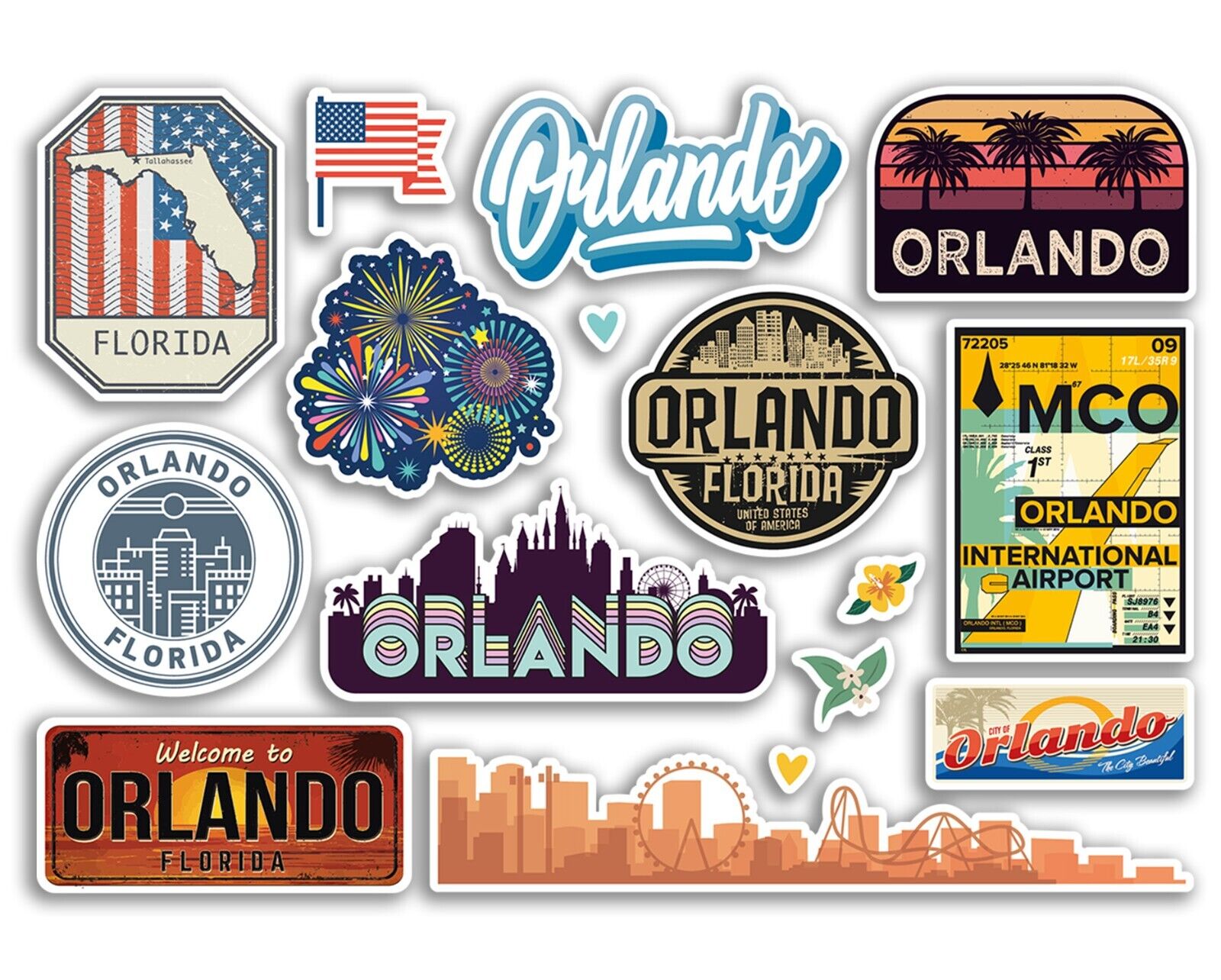 A5 Sticker Sheet Orlando Vinyl Stickers - Florida States America Travel #79147