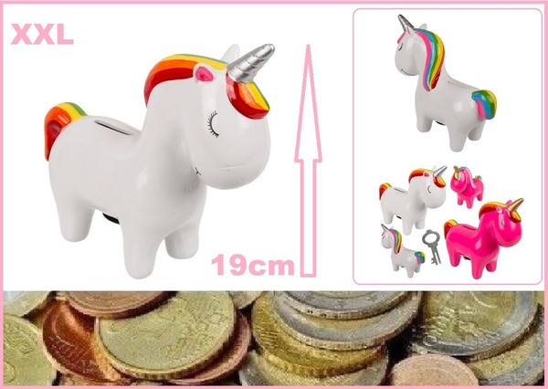 Spardose-Einhorn-Weiß-Xxl-19Cm-MäRchen-Sagen-Fantasy-Sparschwein-Keramik-image