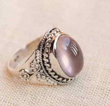 Solid 925 Silver Rose Quartz Ring Handmade Beautiful Designer Ring All Size R132