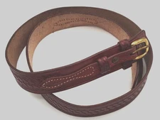 Triple K Leather Ranger Basketweave Belt Size 53A-48 Quality Gold Tone Buckle