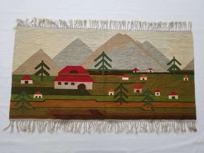 Feiner Vintage traditioneller handgefertigter orientalischer Kelim Wolle mehrfarbig 150x75cm