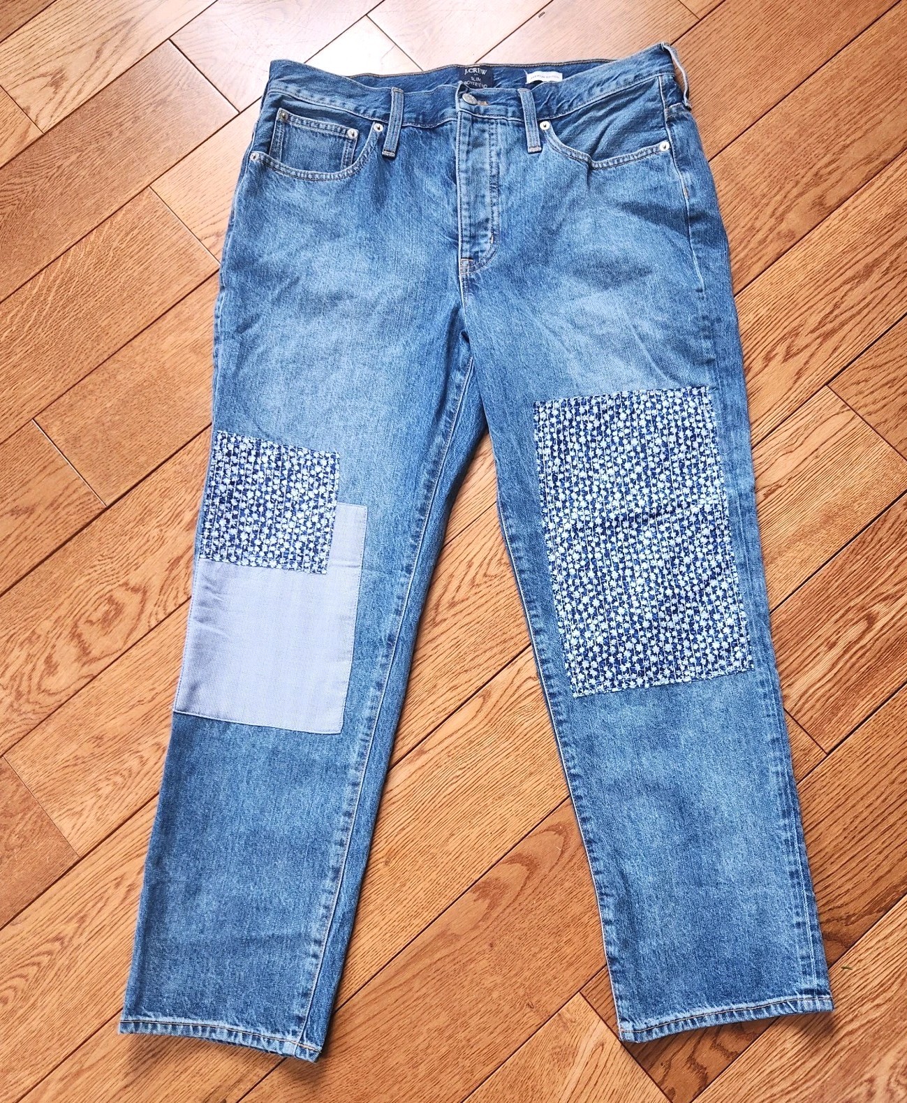 J Crew Premium Patchwork Button Fly Boyfriend Jea… - image 1