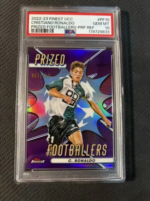 2022-23 Topps Finest UEFA Cristiano Ronaldo Purple 7/299 JSY Number PSA 10 PS92