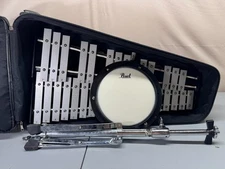 Pearl Xylophone Percussion Band Student Practice Bells Case 32-Key Drum Pad