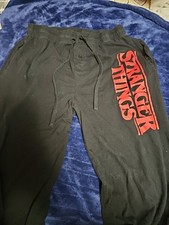 Stranger Things Pajamas Pants Black Pull On Drawstring Size Large