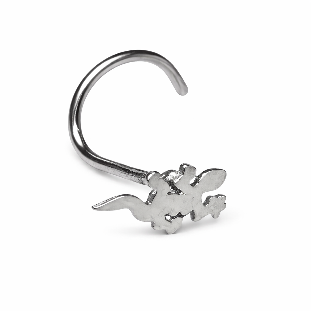 Lizard Gecko Nose Stud 20G Titanium Nose Ring Curl Bar Cute Animal Piercing