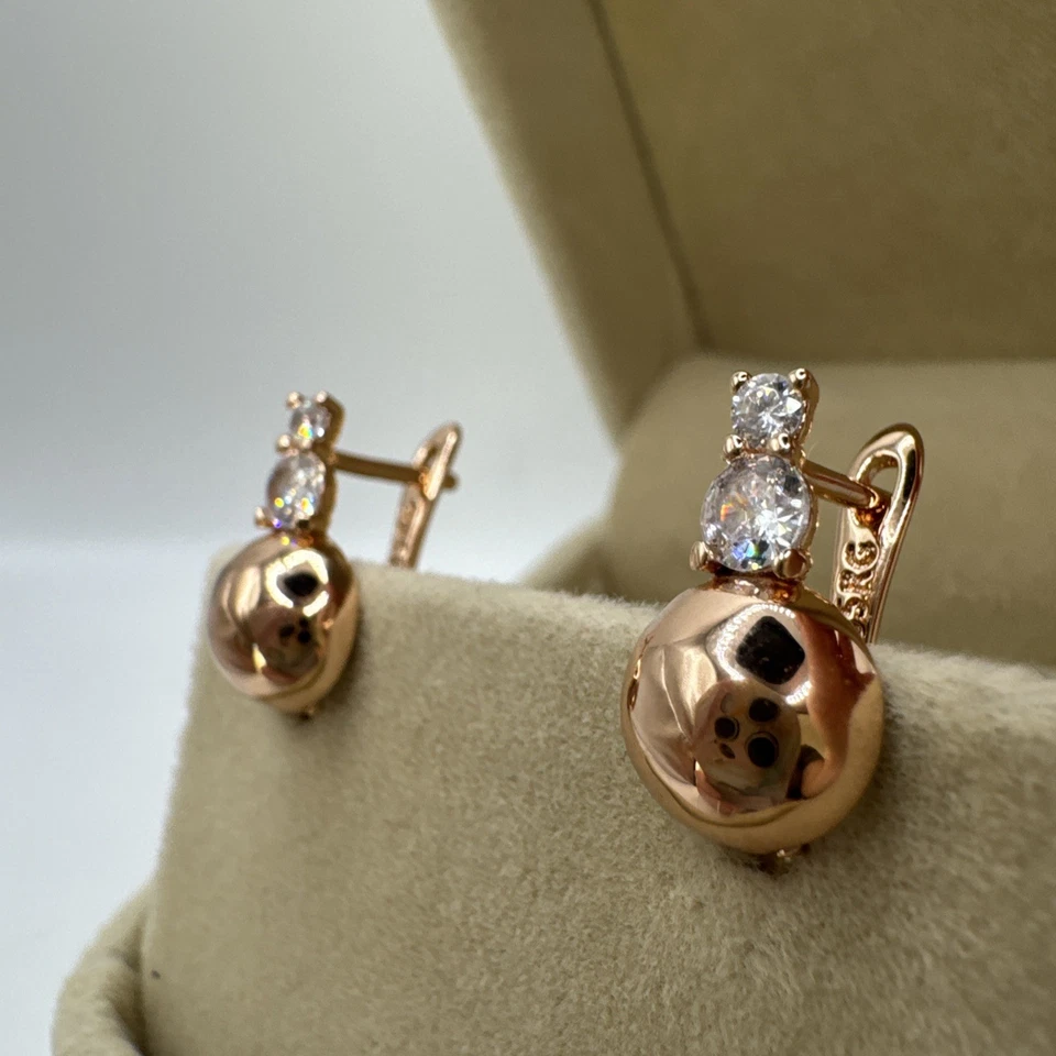 14ct Rolled Gold / Rose Gold Filled Ball Earrings Chunky Hallmarked 585RG Gift - Image 4 of 4