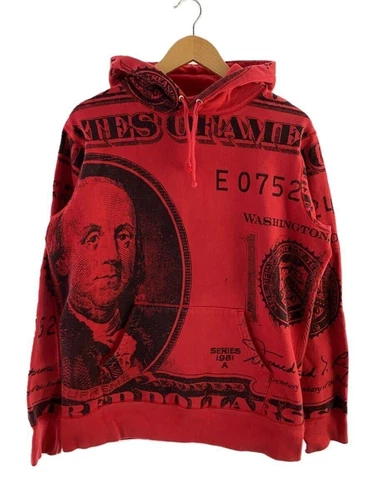 Felpa Supreme con cappuccio M cotone rosso fantasia completa usata