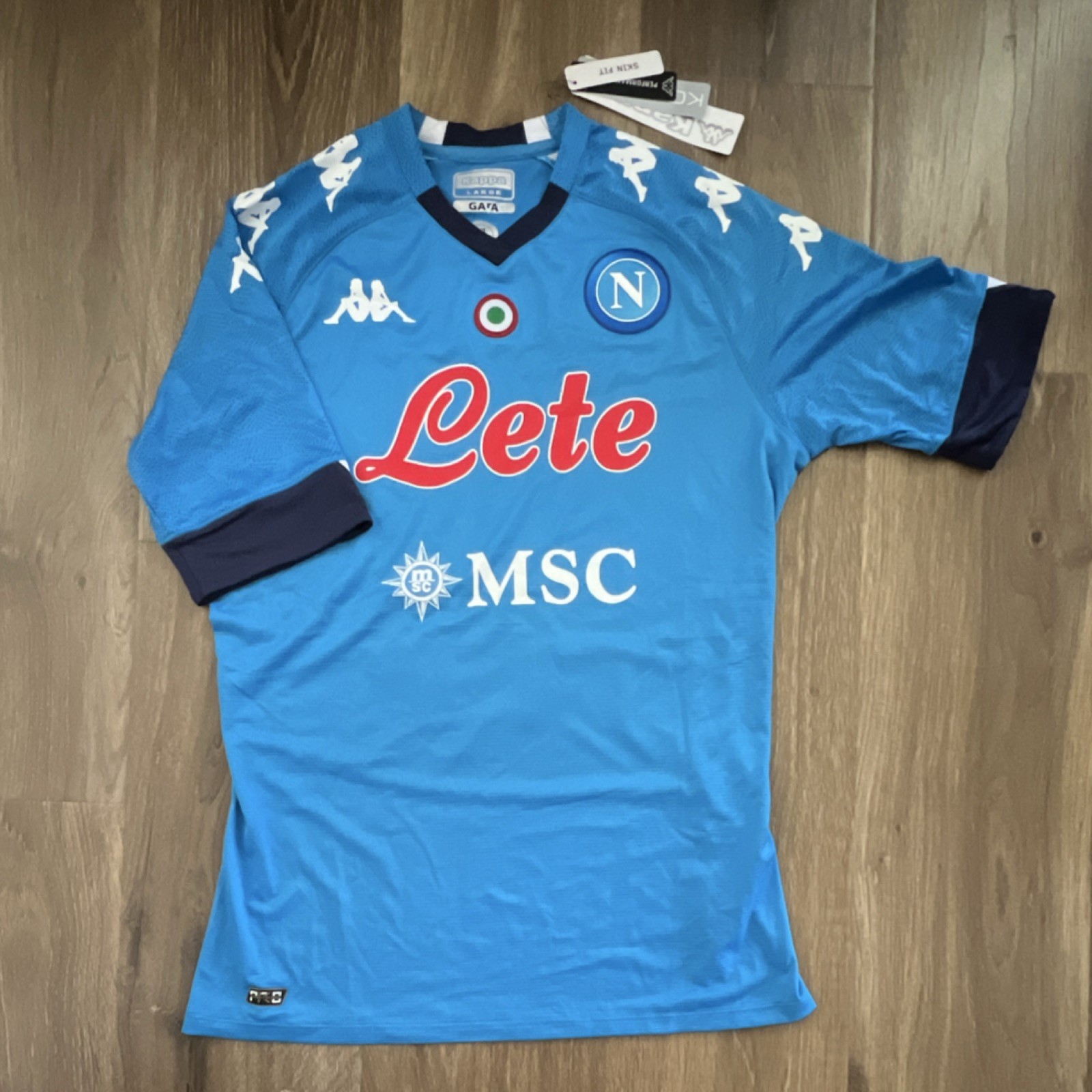 Kappa SSC Napoli Blue Soccer Jersey  Size L, Skin Fit, NWT