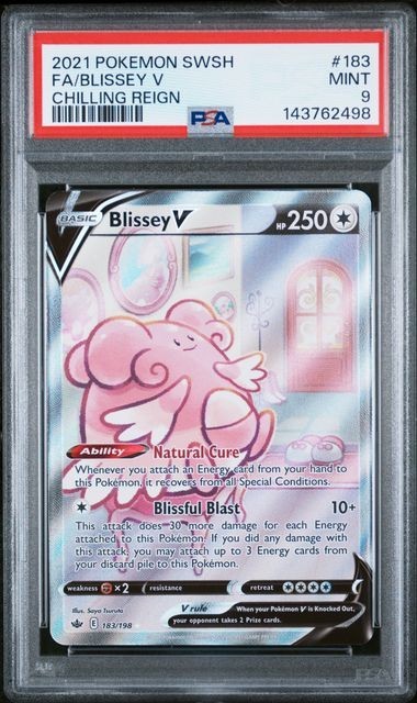 Pokémon Blissey V (Alternate Full Art) 183/198 Swsh06: Chilling Reign PSA 9