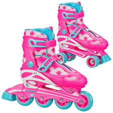 Girl'S 2-In-1 Roller and Inline Skates Size 3-6 Gingham