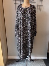 Maxi Black all over small Floral Print Long Sleeve crew Neck Dress plus Size 60