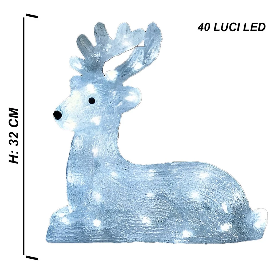 Set 3 Decorazioni Natale luci LED con Renna, e 2 Orsi da Esterno ed Interno - Immagine 3 di 4