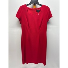 Connected apparel red horseshoe neck sheath shift dress size 10 holidays new