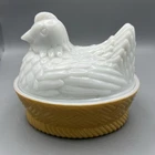 Vintage AVON Hen On Nest Milk Glass Covered Soap, Candy, Trinkets Dish