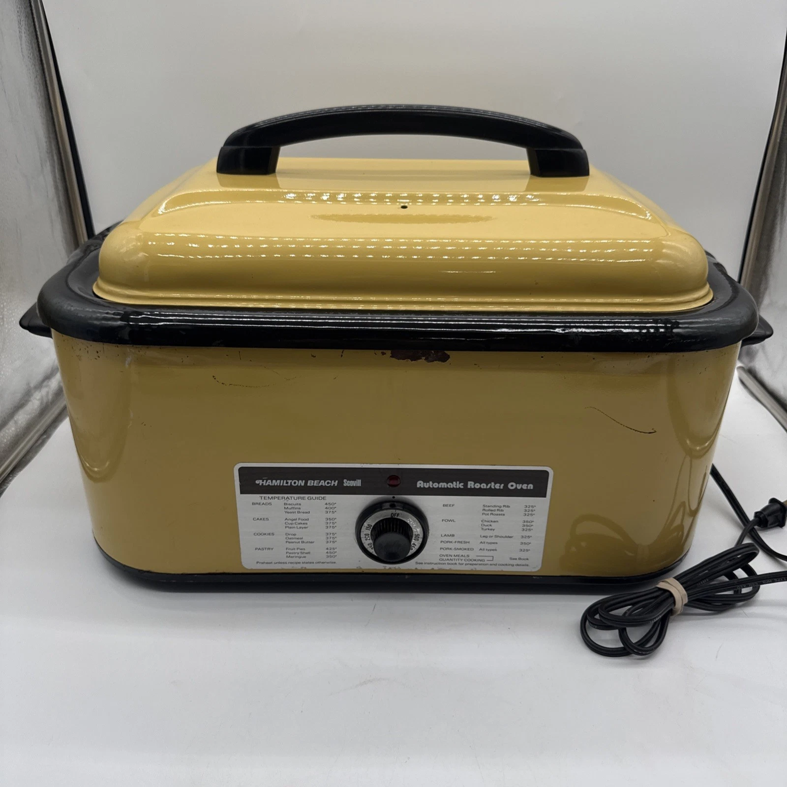 Vintage Hamilton Beach 18Qt Roaster Oven Extra Large Roasting Pan Yellow - Works