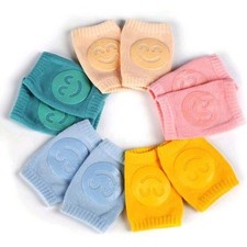 Baby Crawling Knee Pads Set Of 5 In Pink, Yellow, Blue, Green And Cream Colors