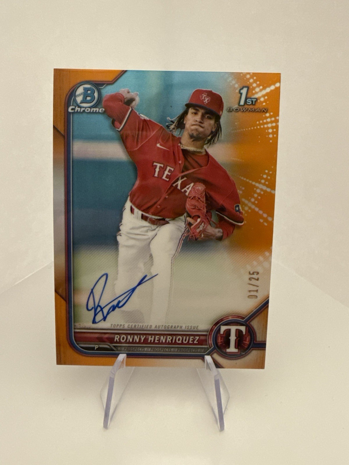 2022 1st Bowman Chrome Ronny Henriquez Orange Shimmer Refractor Auto /25!!!