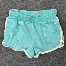 Wonder Nation Girls Shorts Size 7/8 Aqua Blue Palm Tree Tropical Summer Beach