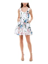 TRIXXI Womens Ivory Sleeveless Mini Party Fit + Flare Dress 5