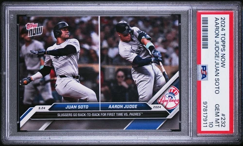 2024 Topps Now 🔥JUAN SOTO / AARON JUDGE🔥 1st Back To Back PSA 10 💎Gem Mint
