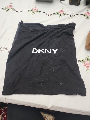 DKNY Black Fabric Extra Large Pouch Bag With Pouch String 16"x16"