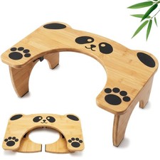 Bamboo Toilet Stool Foldable, 7 in Poop Stool for Bathroom, Portable Squattin...