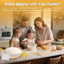 Banneton Bread Proofing Basket Set Sourdough Starter Kit with 10" round 9" Oval