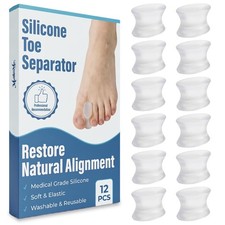 12 Pack Gel Toe Separators  Spacers - Aloe Infused Bunion Pads for Overlapping