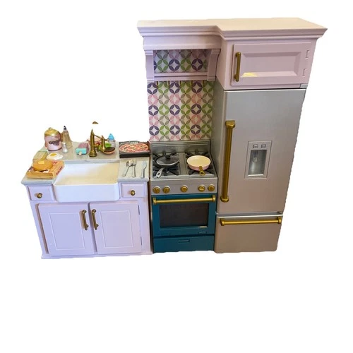 American Girl Kitchen Playset Sink, Stove, Fridge, Counter, Accessories