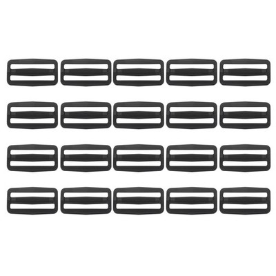 20 Pack Plastic Slide Buckle 2 Inch 51mm Tri-Glide Slider Black