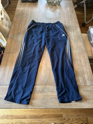Adidas Men's Sweatpants Blue Three White Stripes Tennis L Jogger Sweats