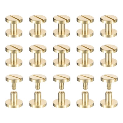 30er Pack Messing Chicago Schrauben, 6x10mm Pfosten Nagel Nieten für Leder Handwerk