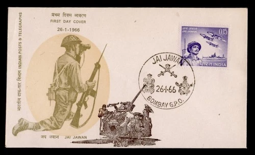 DR WHO 1966 INDIA FDC JAI JAWAN OVERSEAS MAILER CACHET M75565