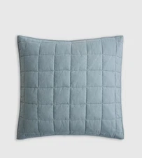 NWt QUINCE EUROPEAN LINEN  BOX QUILTED EURO PILLOW SHAM 26 X 26  DUSTY BLUE $35