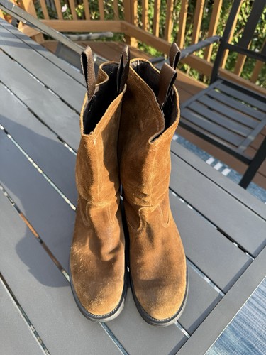 Men Italian Suede Boots Size 12 Brown Leather Made In… - Gem
