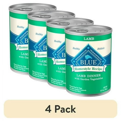 (4 pack) Blue Buffalo Homestyle Recipe Adult Wet Dog Food, Lamb Dinner, 12.5-oz.