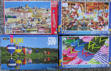 Puzzlebug Puzzles 500 650 Pieces Lot of 4 CraZArt City Balloons Carousel Flip Fl
