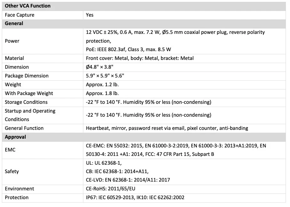 CMIP7C42WI-28MDA Lts w/ audio IP PoE Camera h1 Platinum 4 MP Color 24/7 Dome - Image 4 of 4