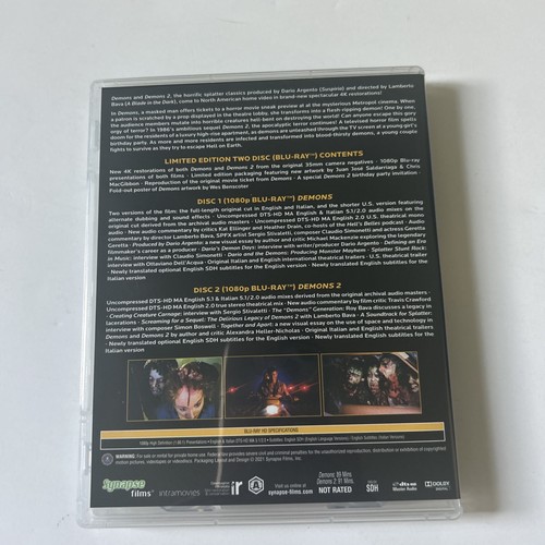 Synapse LE 4KHD Demons I & II Blu-ray-slipcover-Lamberto Bava-cards-poster-book - Picture 11 of 13