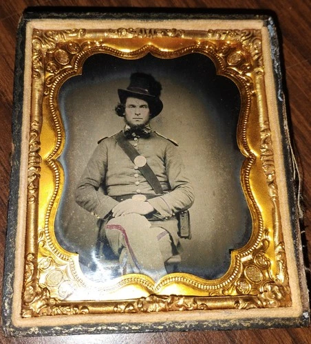 1860s Ambrotype Photo Confederate Civil War Soldier Artillery Virginia Militia?