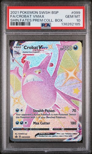 PSA 10 CROBAT 099 VMAX SHINING FATES PREMIUM COLLECTION BOX POKEMON MJ