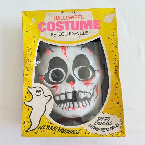 Vintage Collegeville Skeleton Costume Complete Child L (12-14) Black Vinyl Box