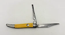 Vintage IMPERIAL Yellow Two Blade Fishing Knife Made in USA for Restoration