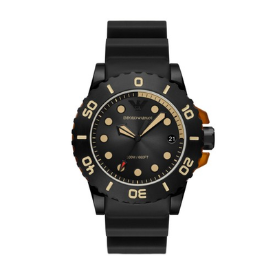 #ad Orologio Uomo EMPORIO ARMANI AQUA AR11539 Silicone Nero Sub 200mt EUR 144.99