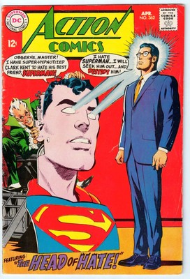 Action Comics #362 (1968) Superman Clark Kent Hypnotized! DC Silver Age Key