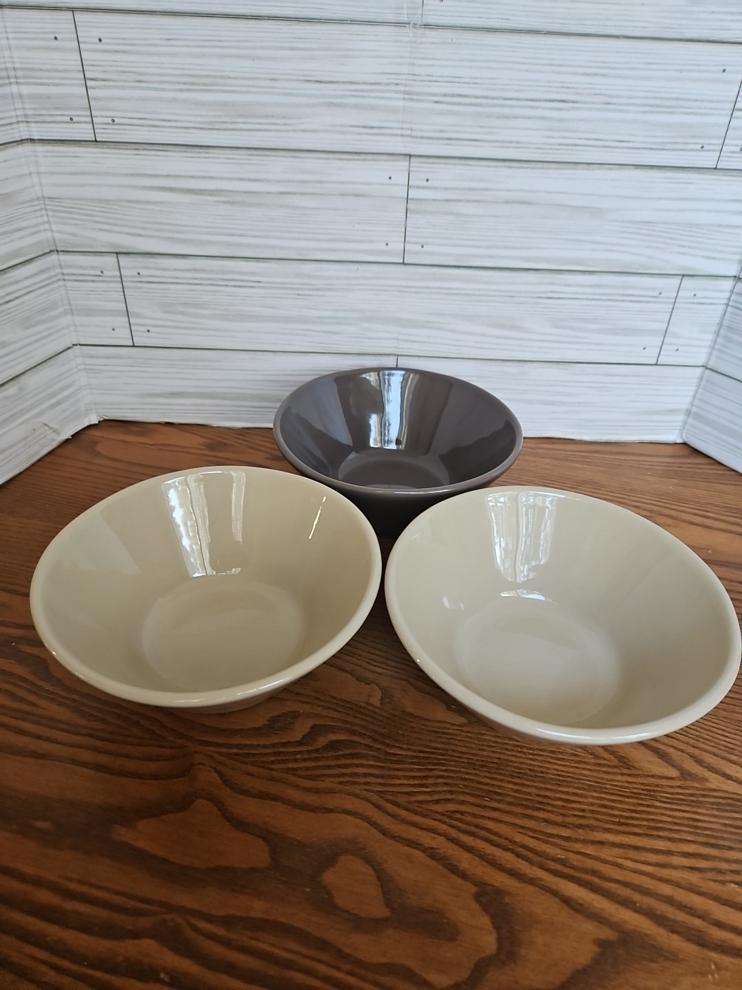Pampered Chef 6.5 Inch Small Serving Bowls for Cereal Soup Graystone Sandstone Set of 3