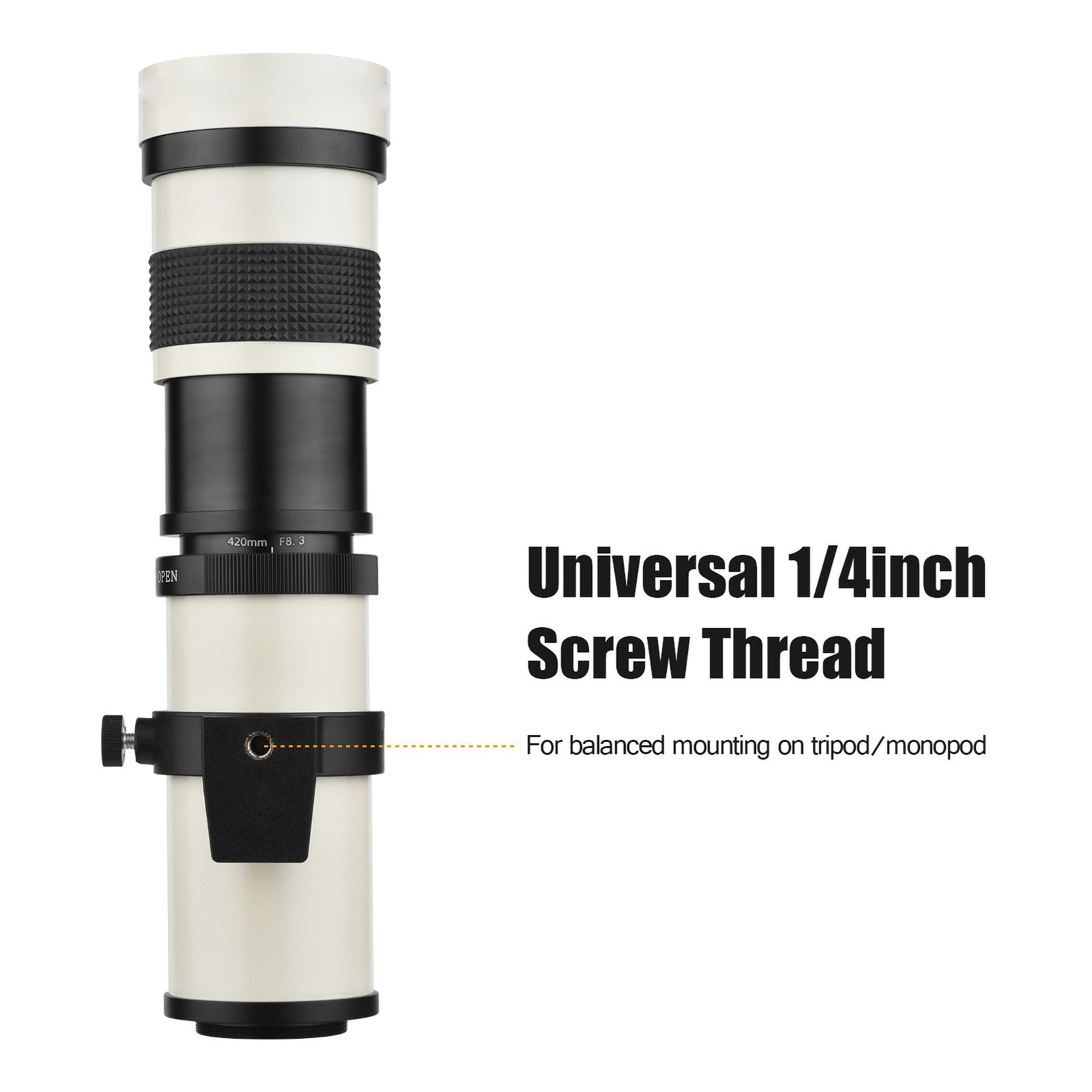 Camera MF Super Telephoto Zoom Lens F/8.3-16 420-800mm T2 Mount With RF-mount